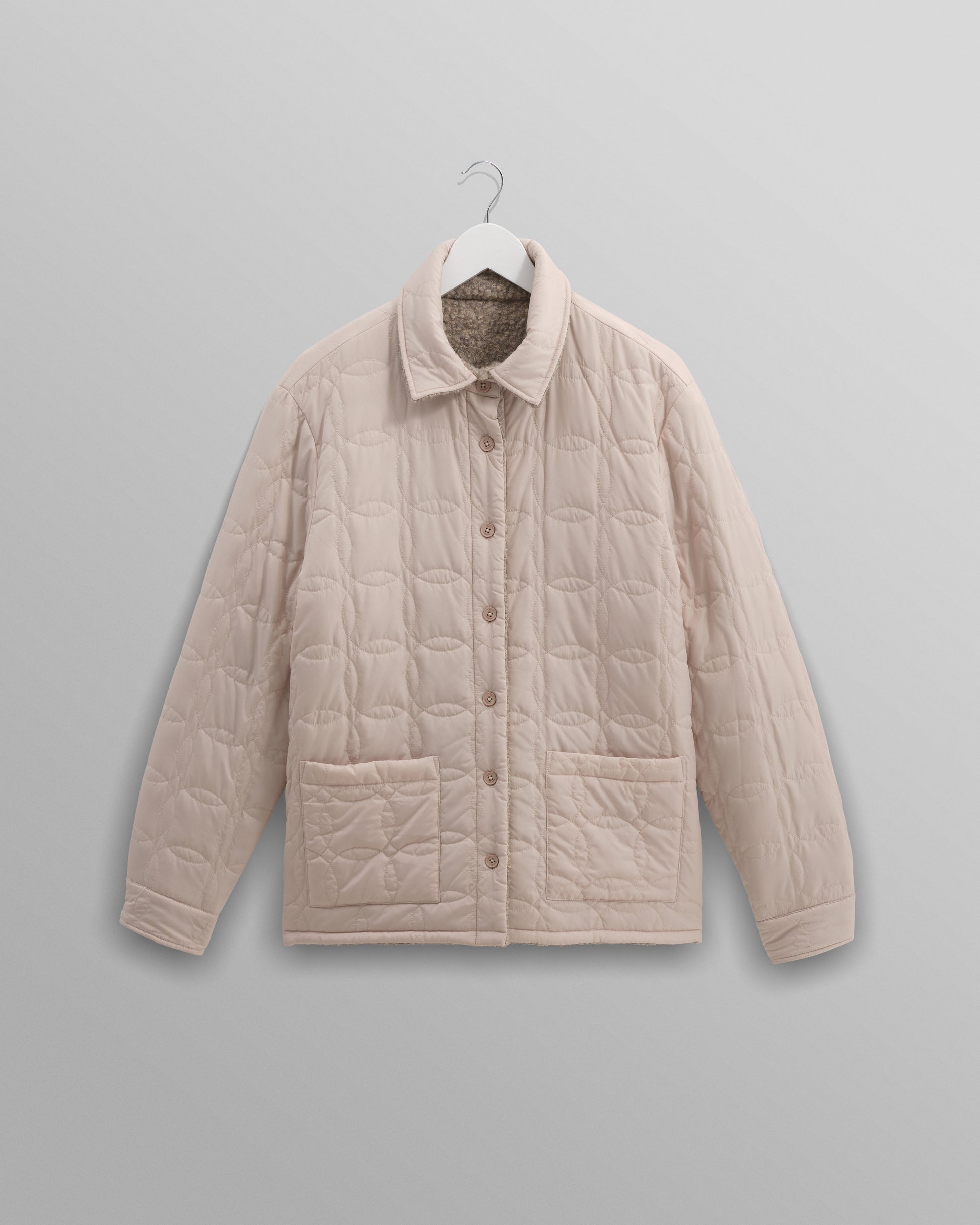 wax london men's Mount - Natural Reversible Boucle Wool Overshirt