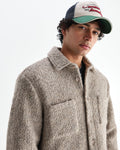 wax london men's Mount - Natural Reversible Boucle Wool Overshirt