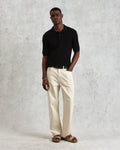 wax london men's Naples - Black Diamond Stripe Knitted Polo