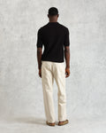 wax london men's Naples - Black Diamond Stripe Knitted Polo