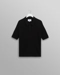 wax london men's Naples - Black Diamond Stripe Knitted Polo