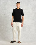wax london men's Naples - Black Textured Knitted Polo Shirt