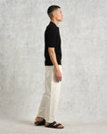 wax london men's Naples - Black Textured Knitted Polo Shirt