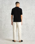wax london men's Naples - Black Textured Knitted Polo Shirt