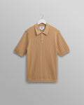 wax london men's Naples - Camel Textured Knitted Polo Shirt