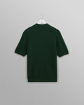 wax london men's Naples - Dark Green Textured Knitted Polo Shirt