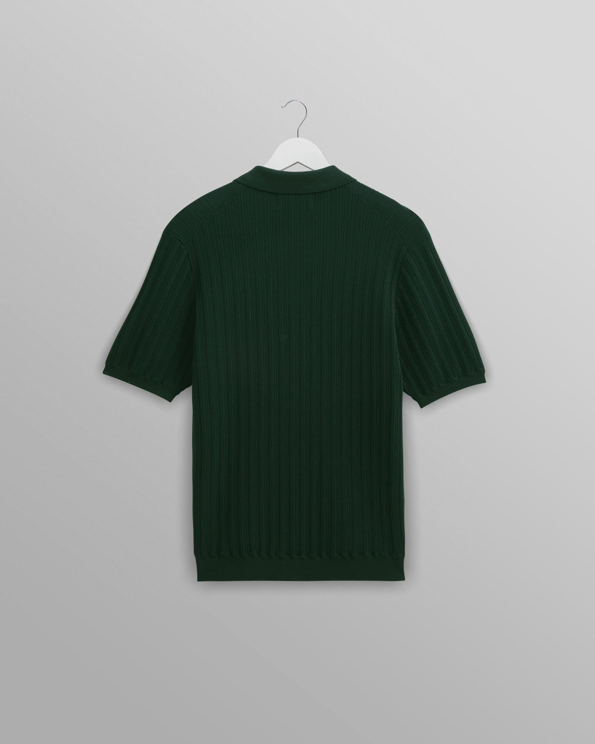 wax london men's Naples - Dark Green Textured Knitted Polo Shirt