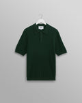 wax london men's Naples - Dark Green Textured Knitted Polo Shirt