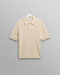 wax london men's Naples - Ecru Diamond Stripe Knitted Polo