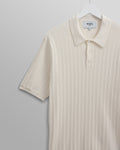 wax london men's Naples - Ecru Textured Knitted Polo Shirt