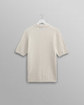 wax london men's Naples - Ecru Textured Knitted Polo Shirt