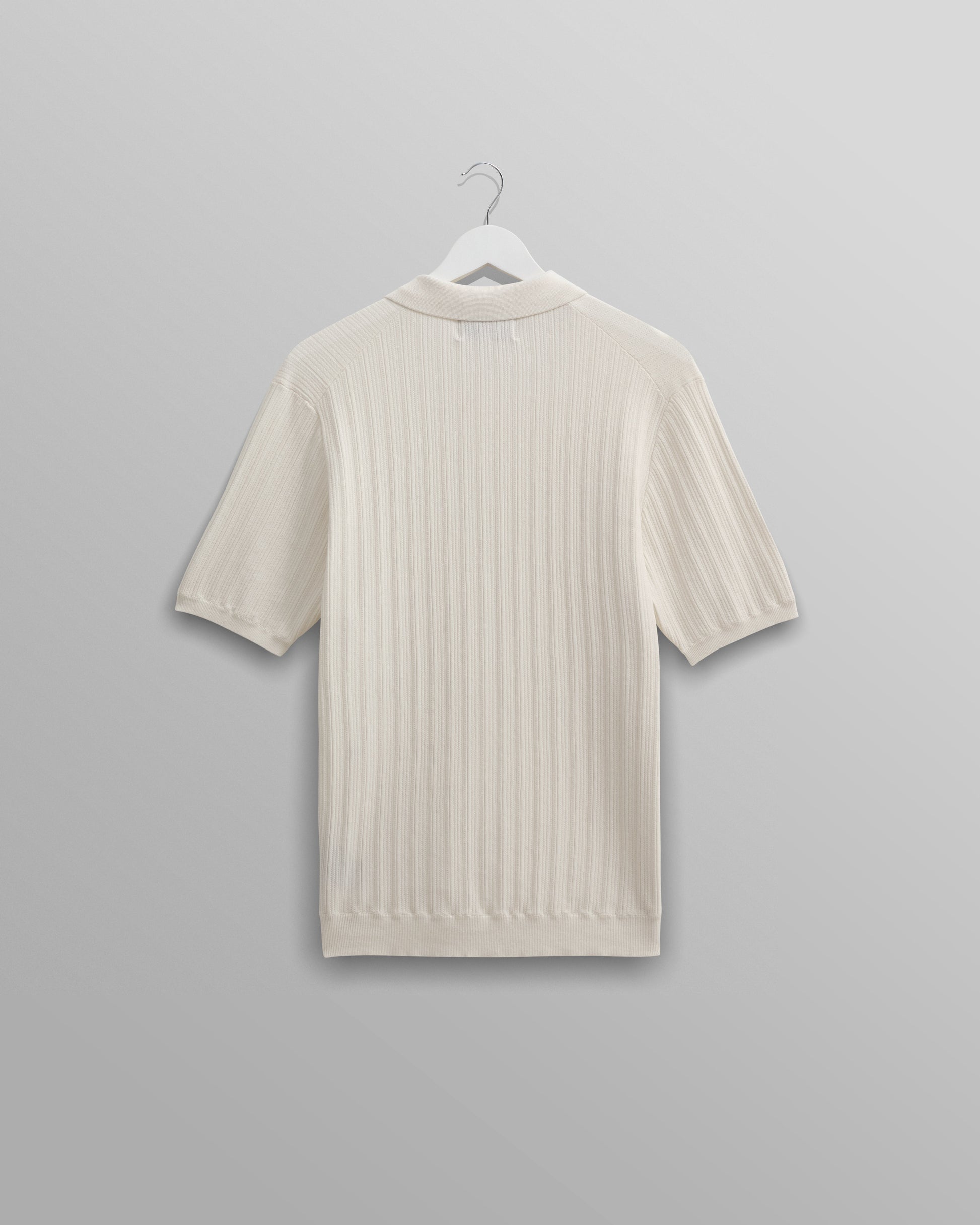 wax london men's Naples - Ecru Textured Knitted Polo Shirt