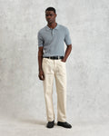 wax london men's Naples - Grey Blue Diamond Stripe Knitted Polo