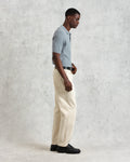 wax london men's Naples - Grey Blue Diamond Stripe Knitted Polo