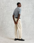 wax london men's Naples - Grey Blue Diamond Stripe Knitted Polo