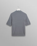 wax london men's Naples - Grey Blue Diamond Stripe Knitted Polo