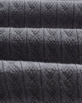 wax london men's Naples - Grey Blue Diamond Stripe Knitted Polo