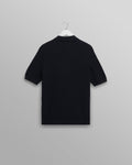wax london men's Naples - Navy Diamond Stripe Knitted Polo