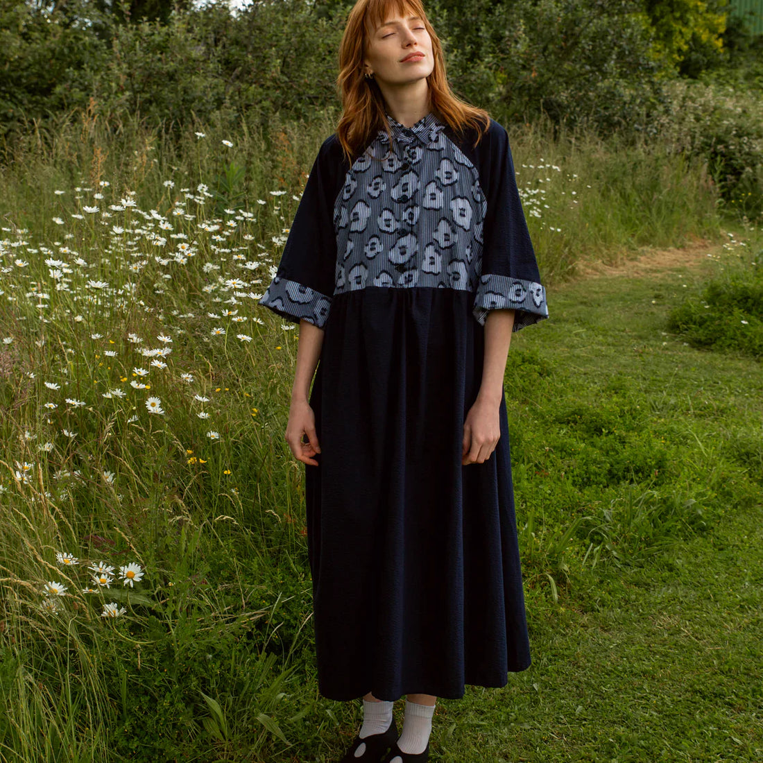 Stripe Bloom Lammas Dress - Last One