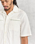 wax london men's Newton - Ecru Paradise Stitch Short Sleeve Shirt