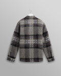 wax london men's Nolan - Grey And Blue Check Wool Overshirt