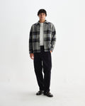 wax london men's Nolan - Grey And Blue Check Wool Overshirt