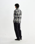 wax london men's Nolan - Grey And Blue Check Wool Overshirt