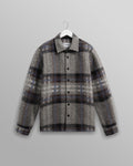 wax london men's Nolan - Grey And Blue Check Wool Overshirt