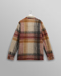 wax london men's Nolan - Natural And Multicolour Check Wool Overshirt