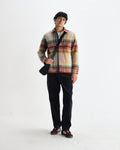 wax london men's Nolan - Natural And Multicolour Check Wool Overshirt