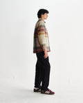 wax london men's Nolan - Natural And Multicolour Check Wool Overshirt