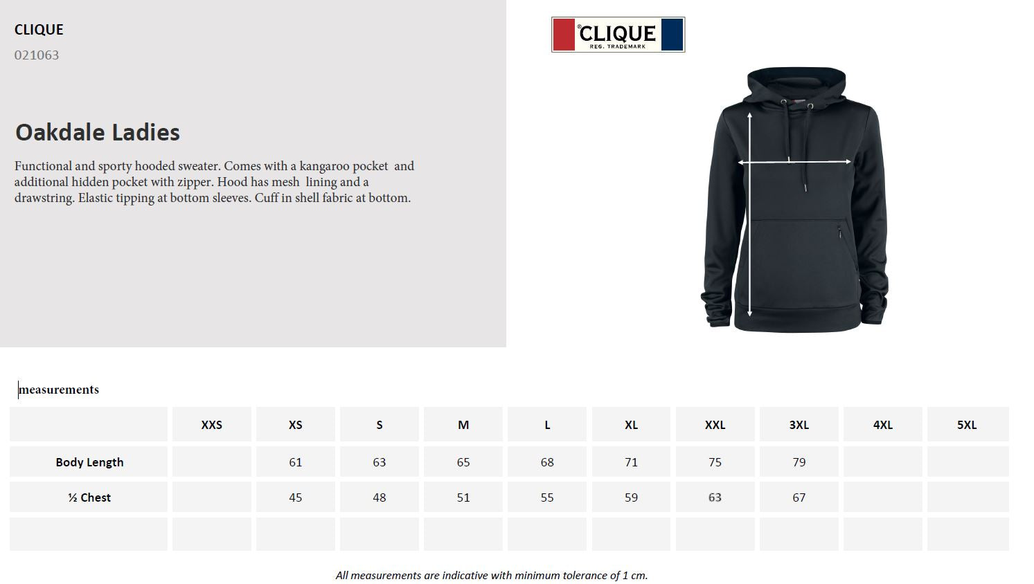 Clique Oakdale Ladies Hoodie | Medium Weight Hooded Activewear | 4 Colours | XS-3XL - Hoodie - Logo Free Clothing