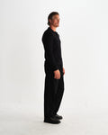 wax london men's Oban - Black Diamond Stripe Knitted Polo