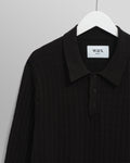 wax london men's Oban - Black Diamond Stripe Knitted Polo