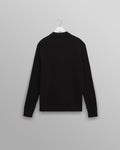 wax london men's Oban - Black Diamond Stripe Knitted Polo
