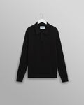 wax london men's Oban - Black Diamond Stripe Knitted Polo