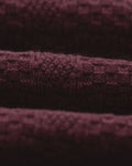 wax london men's Oban - Burgundy Textured-Check Knitted Long Sleeve Polo Shirt