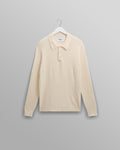 wax london men's Oban - Ecru Diamond Stripe Knitted Polo