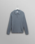 wax london men's Oban - Grey Blue Diamond Stripe Knitted Polo