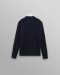 wax london men's Oban - Navy Diamond Stripe Knitted Polo