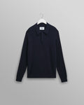 wax london men's Oban - Navy Diamond Stripe Knitted Polo