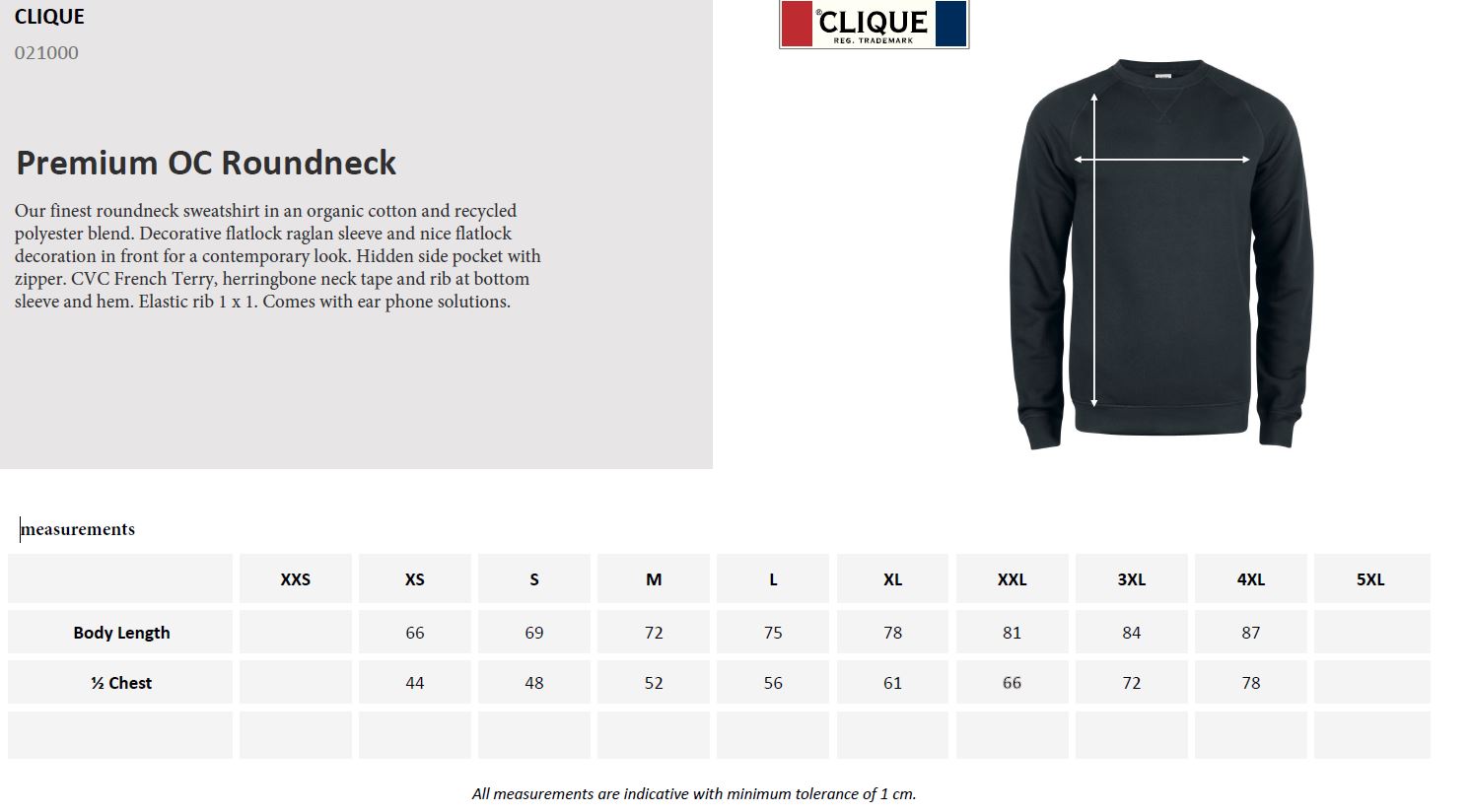 Clique Premium Organic Cotton Mens Roundneck Sweatshirt | Sweater | 5 Colours | XS-3XL - Sweatshirt - Logo Free Clothing