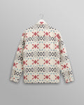wax london men's Otto - Ecru And Red Quilted Overshirt