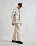 wax london men's Otto - Ecru And Red Quilted Overshirt