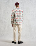 wax london men's Otto - Ecru And Red Quilted Overshirt