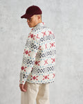 wax london men's Otto - Ecru And Red Quilted Overshirt