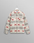 wax london men's Otto - Ecru And Red Quilted Overshirt