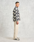 wax london men's Otto - Navy And Ecru Jigsaw Jacquard Overshirt