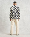 wax london men's Otto - Navy And Ecru Jigsaw Jacquard Overshirt