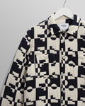 wax london men's Otto - Navy And Ecru Jigsaw Jacquard Overshirt
